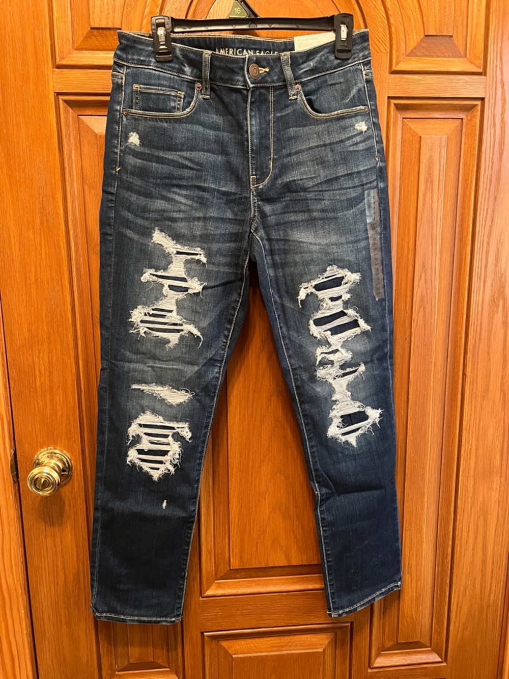 American Eagle Outfitters Dark Blue Distressed Skinny Jeans